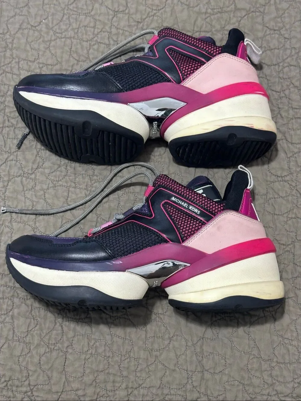 Michael Kors Women's Olympia Trainer Extreme Sneaker Shoes Cerise Multi.A0916